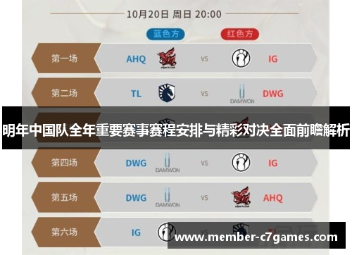 明年中国队全年重要赛事赛程安排与精彩对决全面前瞻解析